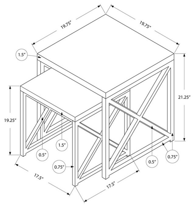 Pemberly Row 2 Piece Nesting Table Set in Gray Wood and Chrome   Contemporary   Coffee Table Sets   by Homesquare  Houzz