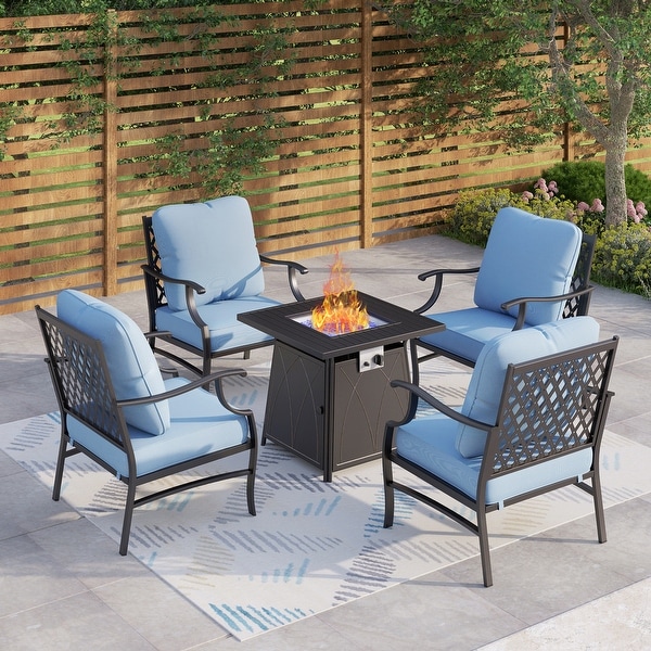 MAISON ARTS 5Piece Patio Conversation Set with 28'' Gas Fire Pit Table