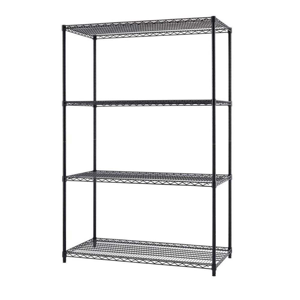 TRINITY Black 4-Tier Steel Wire Shelving Unit (48 in. W x 72 in. H x 24 in. D) TBFPB-0916