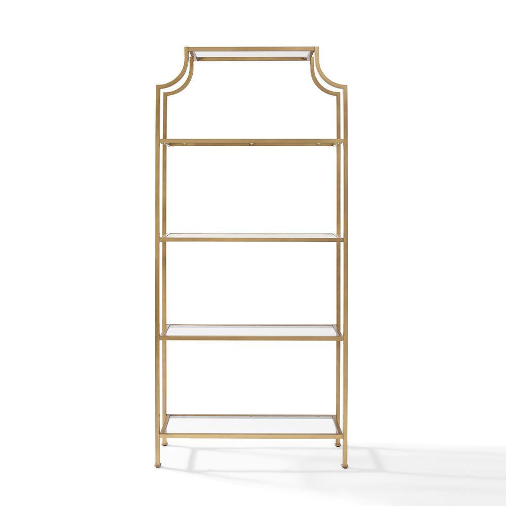 CROSLEY FURNITURE 80 in. GoldClear Metal 4-shelf Etagere Bookcase with Open Back CF6101-GL