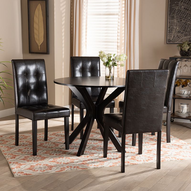 Baxton Studio Marie Dining Table and Chair 5-piece Set