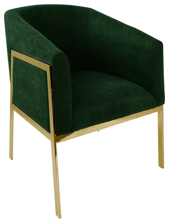 Filippa Arm Chair With Green Velvet Fabric and Polished Gold   Contemporary   Armchairs And Accent Chairs   by V.S.D Furniture  Houzz