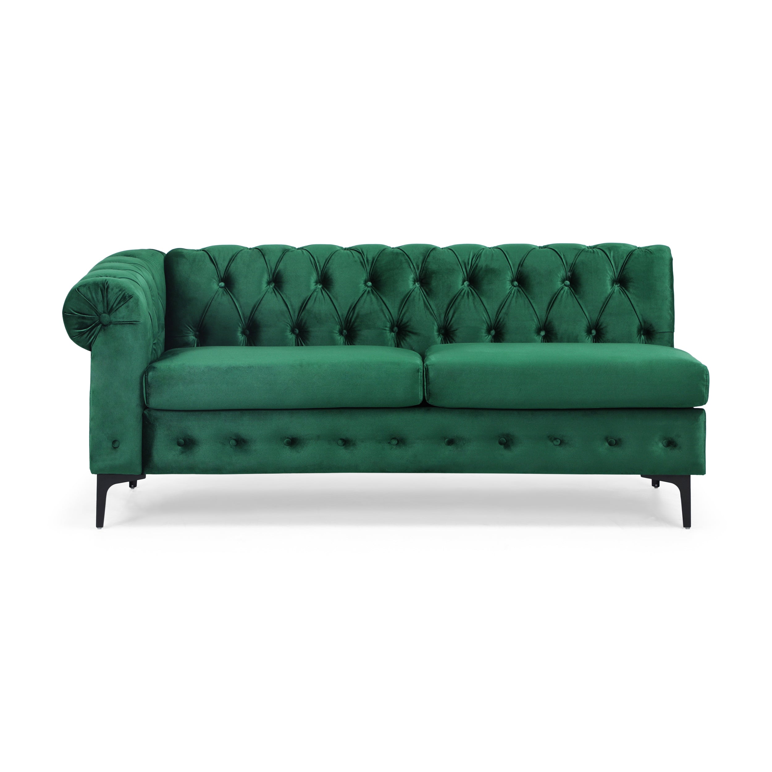 Juelz Contemporary Velvet 3 Seater Sectional Sofa with Chaise Lounge