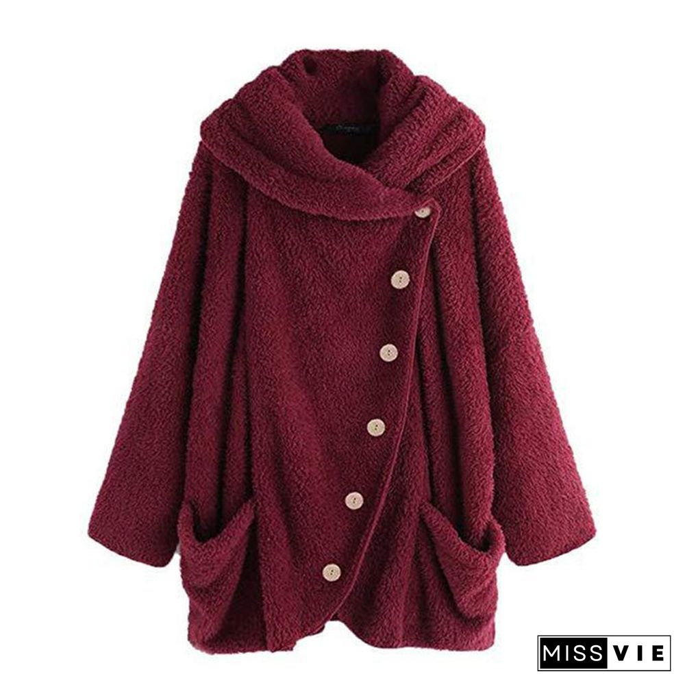 Fall New Women's Plush Hoodies Women Lapel Dolman Sleeve Cardigan Jacket Sweatshirts Streetwear Women