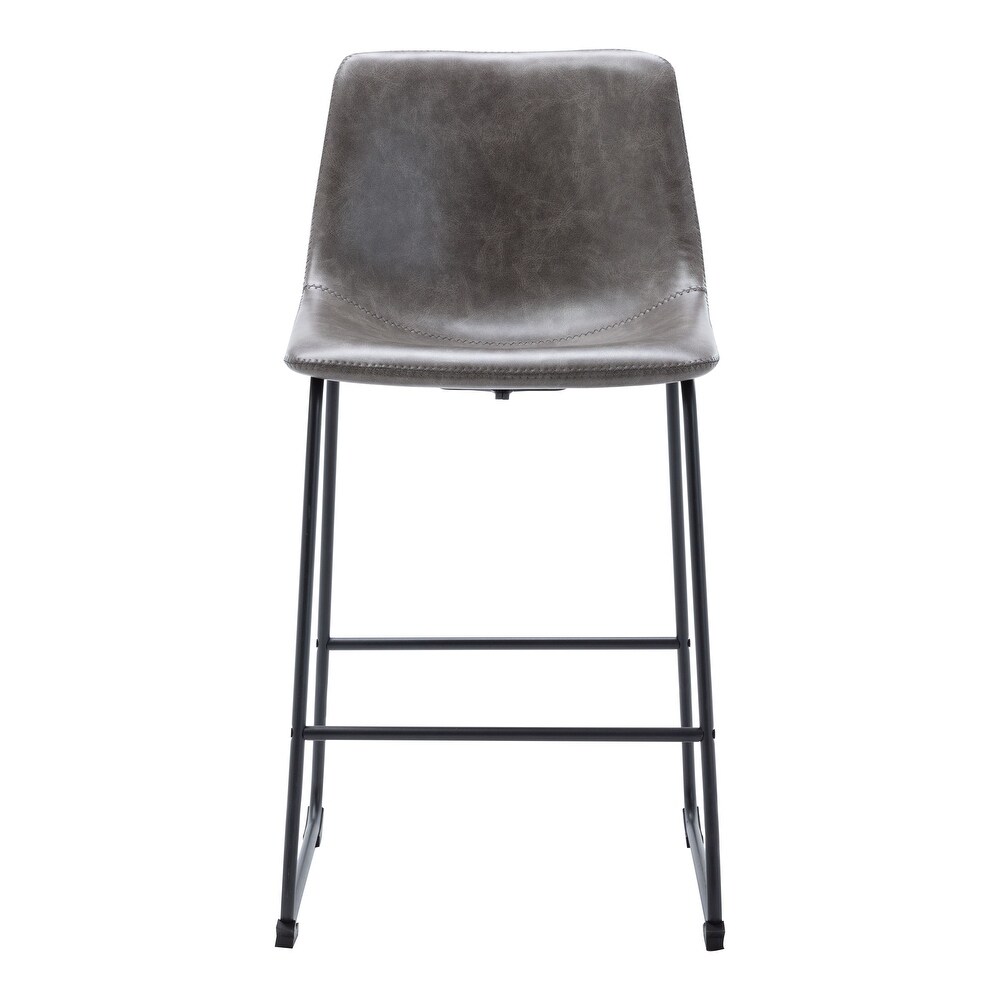 Corvus Thurso Faux Leather 24 inch Steel Counter Stool (Set of 2)