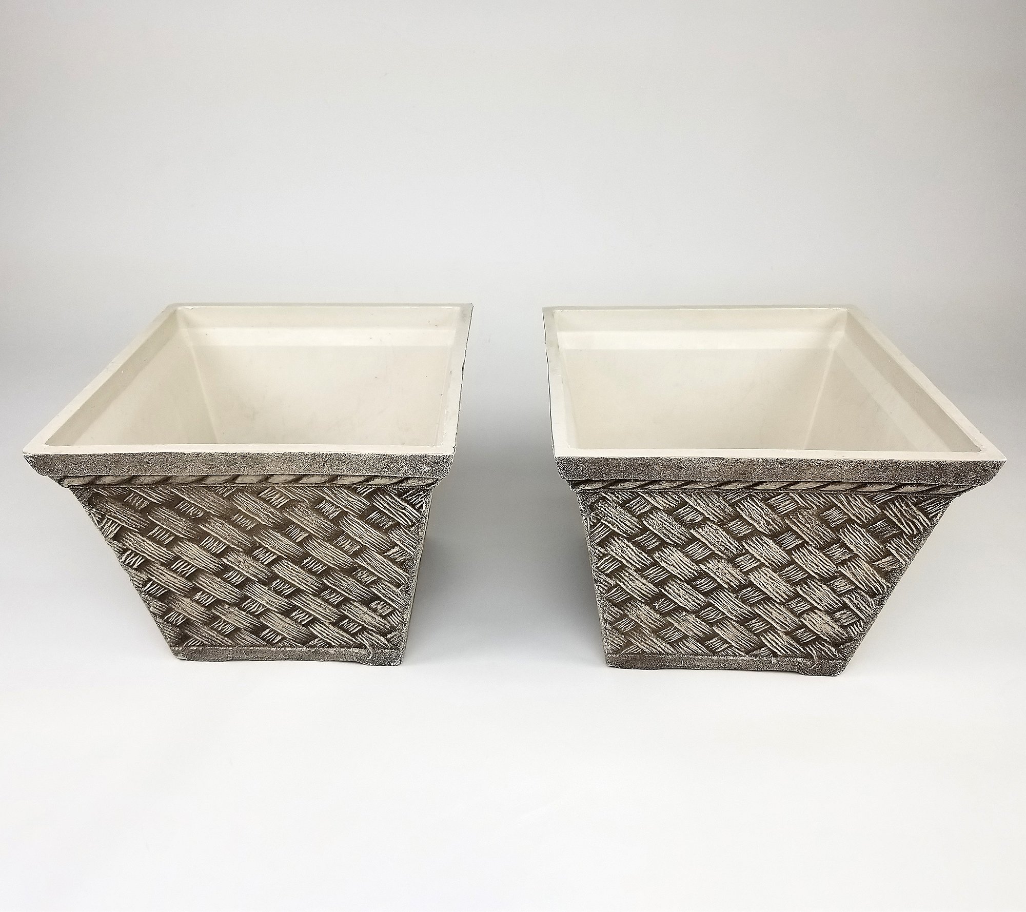 Square Planter， Set of 2 Medium Washed Sandstone