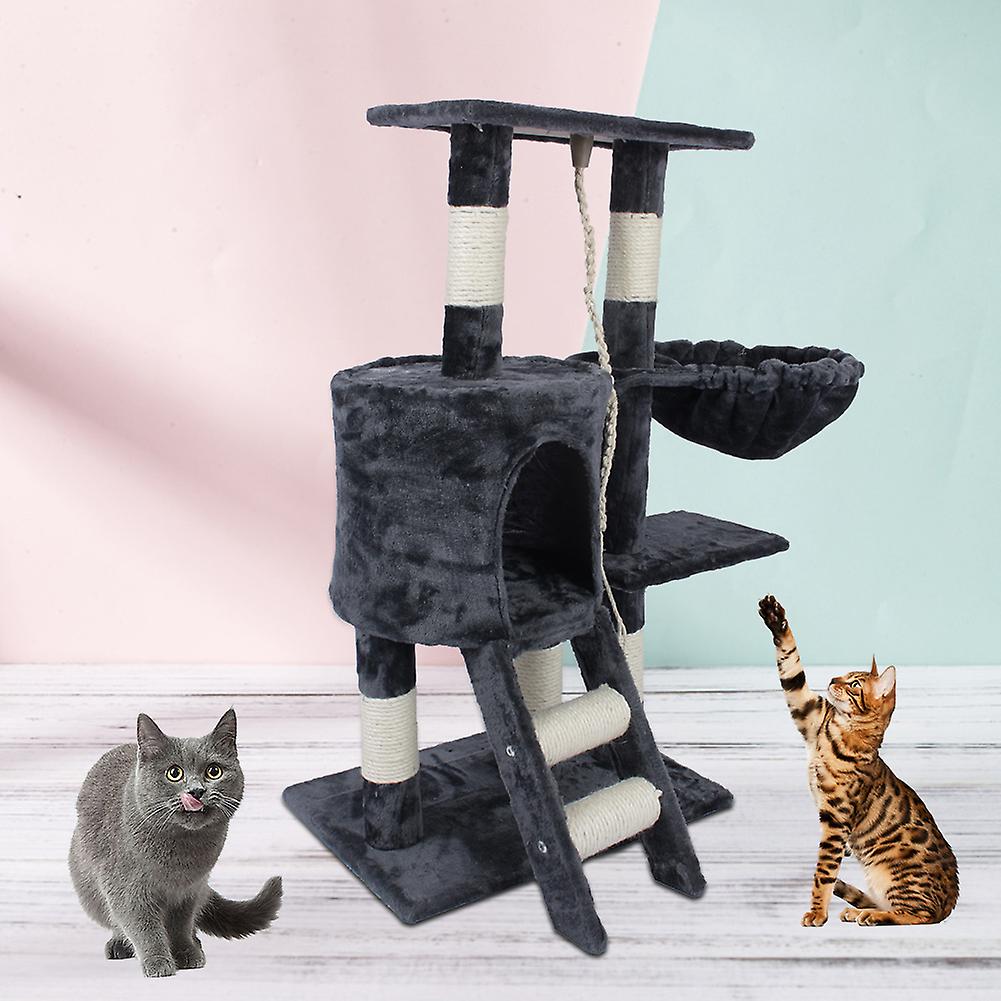 Cat Tree Deluxe Multi Level Tower With Scratching Climb Activity Toys Pet Bed House Dark Gray