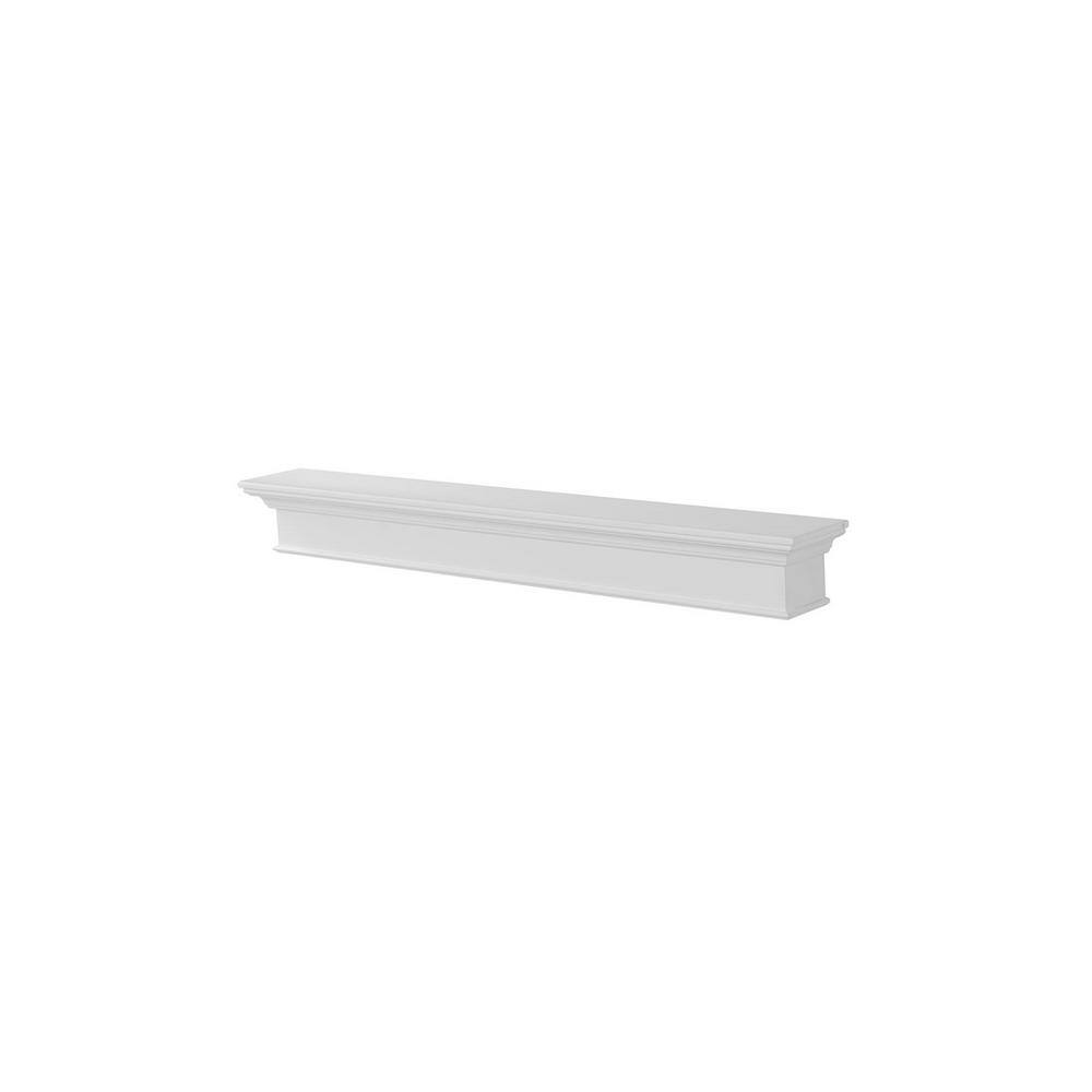 Pearl Mantels 4 ft. Crisp White Finish Cap-Shelf Mantel RPS48610D