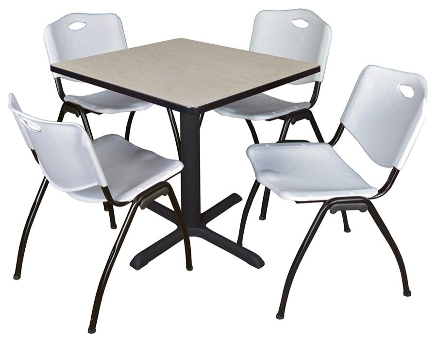 Cain 30 quotSquare Breakroom Table  Maple and 4   x27M  x27Stack Chairs   Contemporary   Coffee Tables   by BisonOffice  Houzz