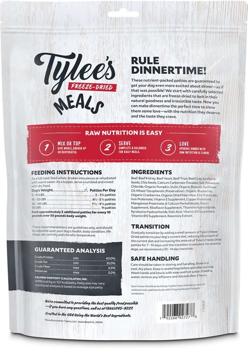 Tylee's Freeze-Dried Meals for Dogs， Beef Recipe