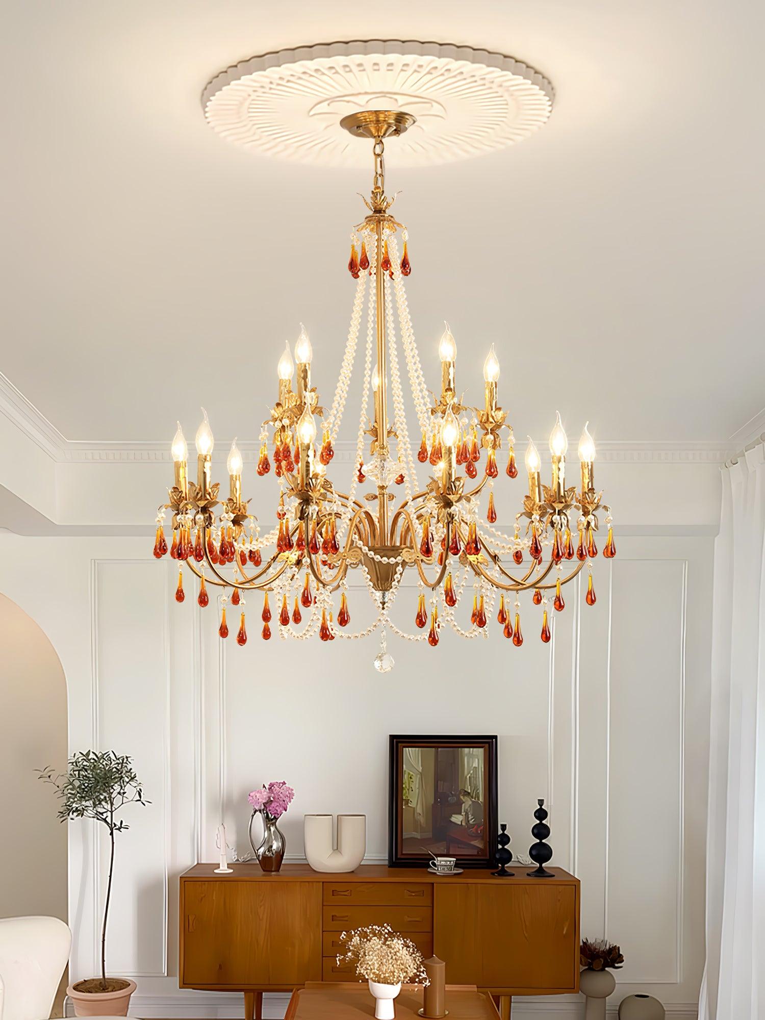 Aureate Amber Crystal Chandelier