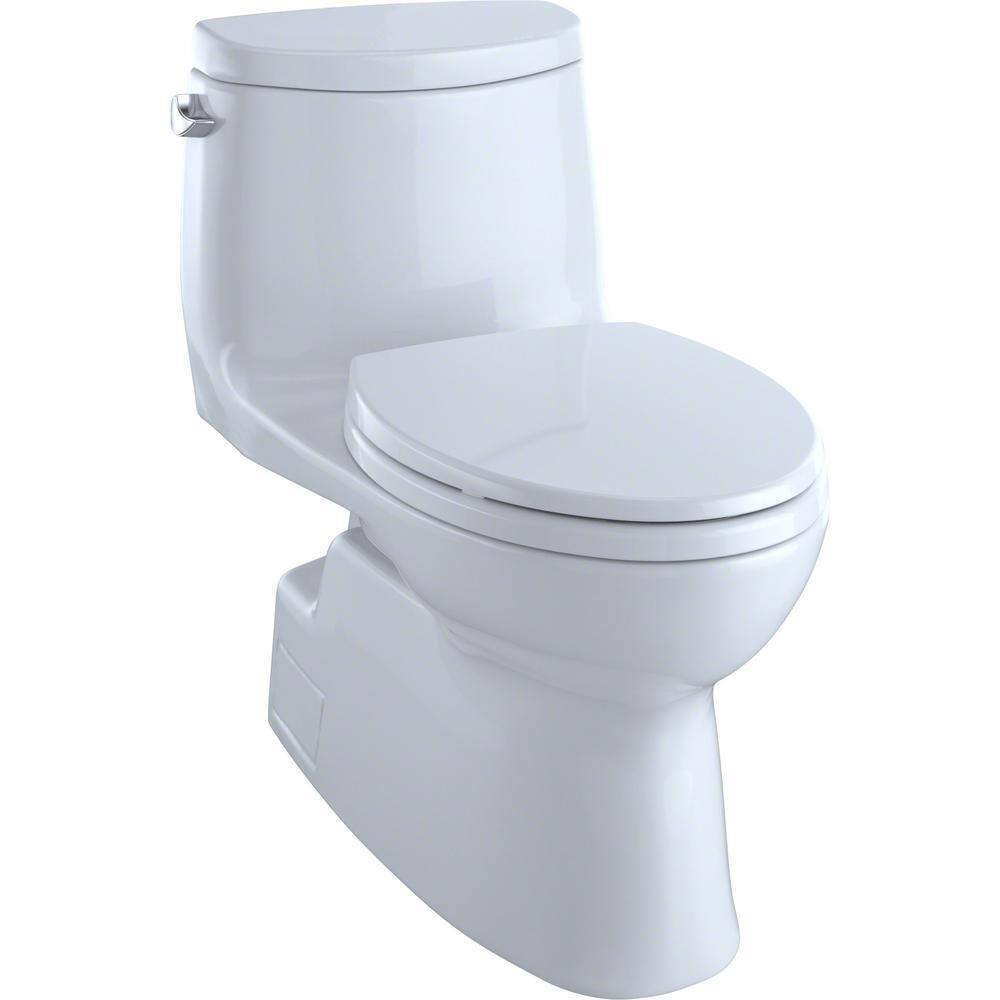 TOTO Carlyle II 1-Piece 1.28 GPF Single Flush Elongated ADA Comfort Height Toilet in Cotton White SoftClose Seat Included MS614124CEFG#01