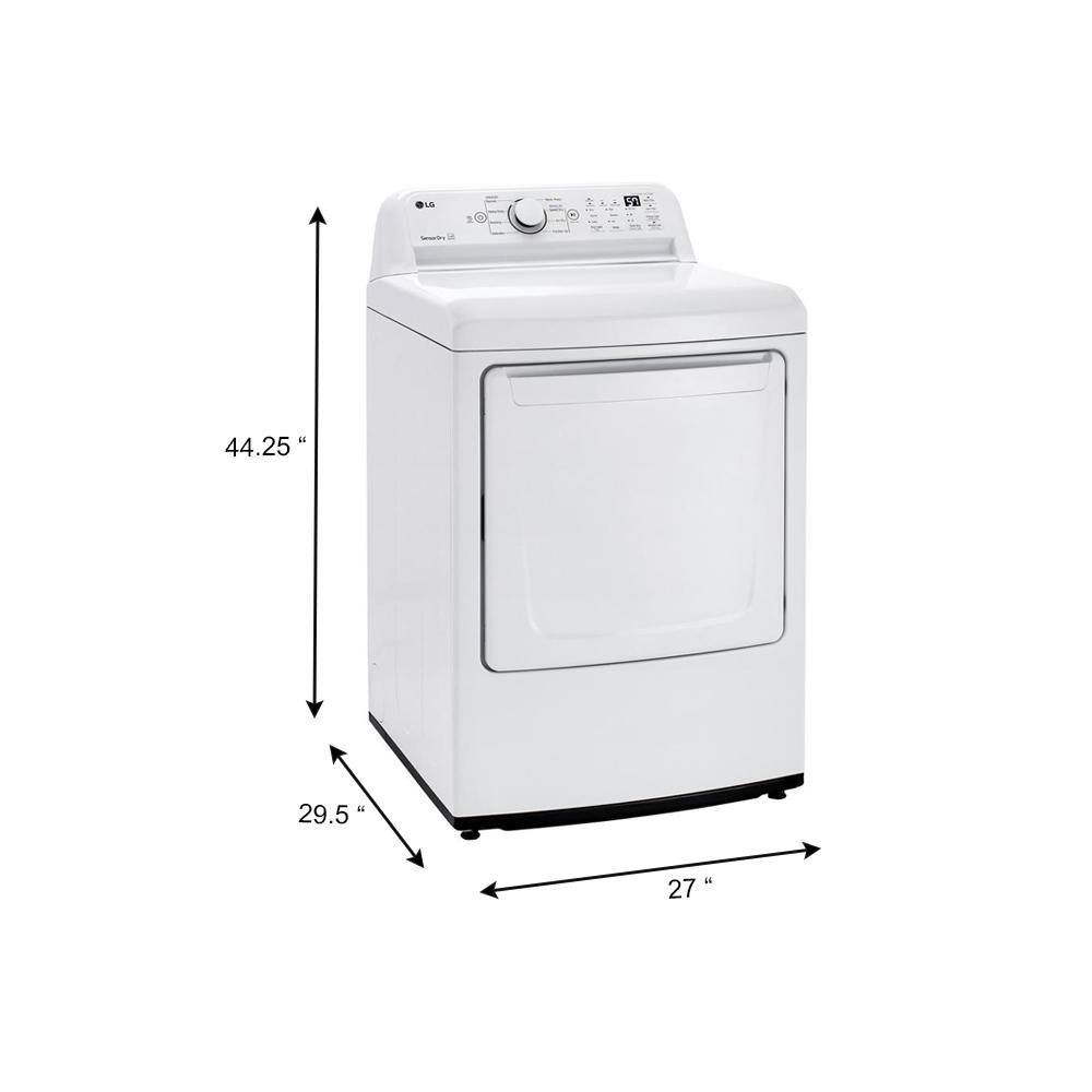 LG 7.3 cu. ft. Ultra Large High Efficiency Gas Dryer in White DLG6101W