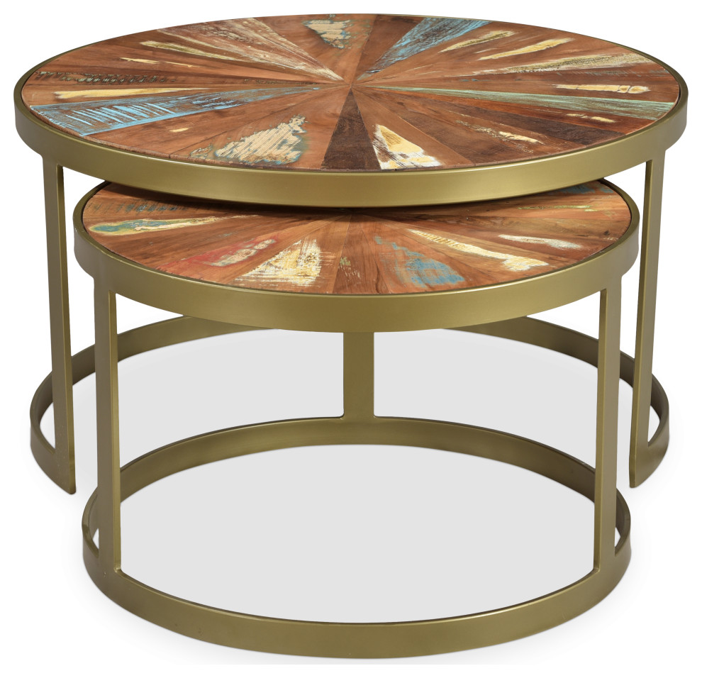 Delian Round coffee table with gold legs  set of 2   Contemporary   Coffee Table Sets   by Timbergirl  Houzz