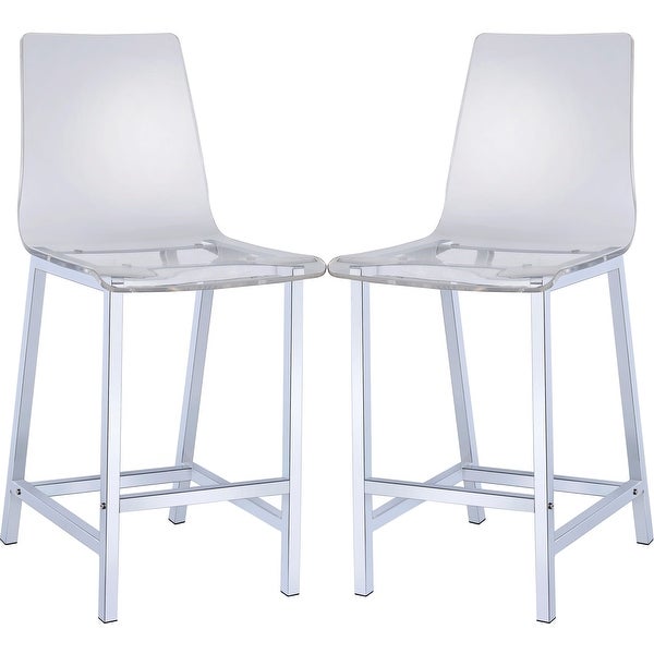 Sleek Design Clear Acrylic with Chrome Base Counter Height Dining Stools (Set of 2)