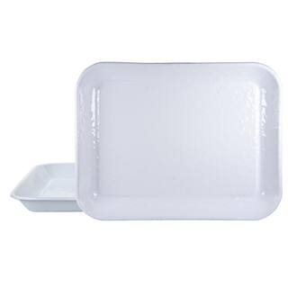 Golden Rabbit Solid White 10 in. x 13 in. Enamelware Square Quarter Sheet WW58S2