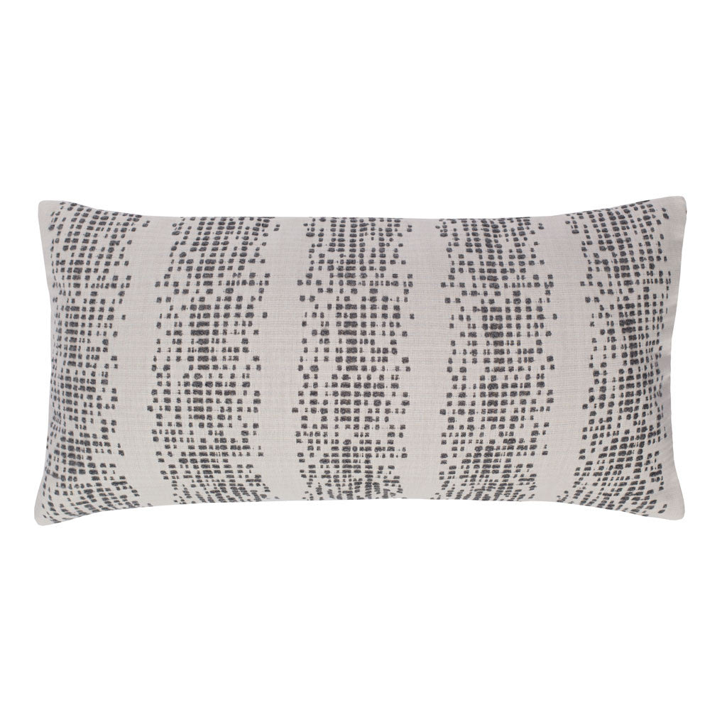 Grey and Ivory Pixel Stitched Throw Pillow