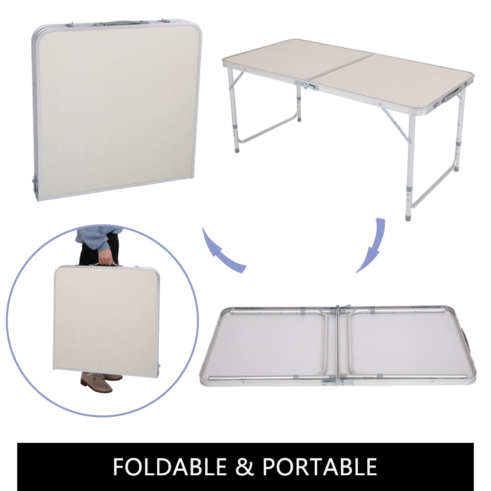 Gear Aluminum Folding Table， 4 FT Height Adjustable Lightweight Desk Outdoor Camping Picnic Desk