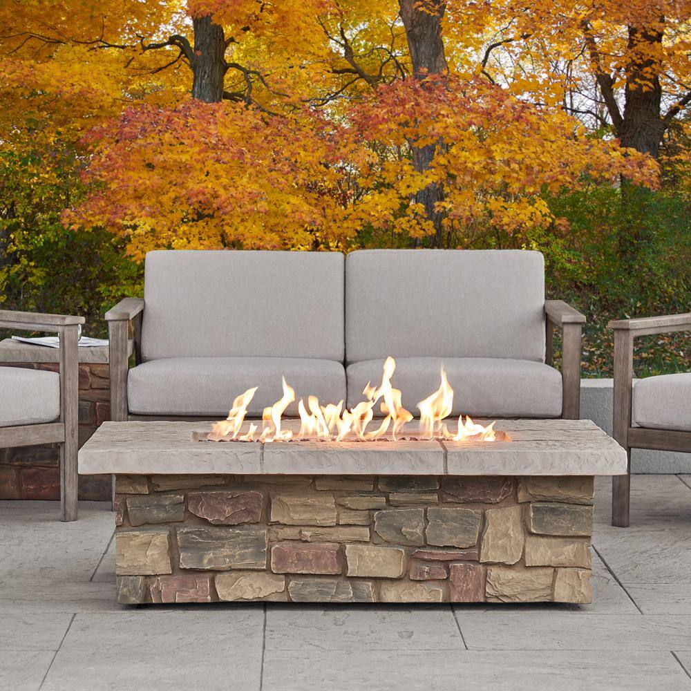 Real Flame Sedona 52 in. x 19 in Rectangle MGO Propane Fire Pit in Buff with Natural Gas Conversion Kit C11812LP-BF