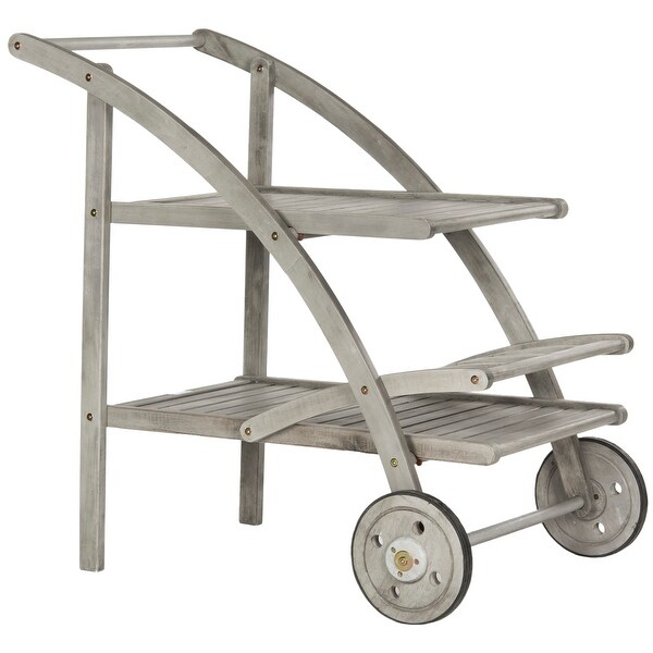 SAFAVIEH Outdoor Living Lodi Grey Wash/Beige Tea Cart