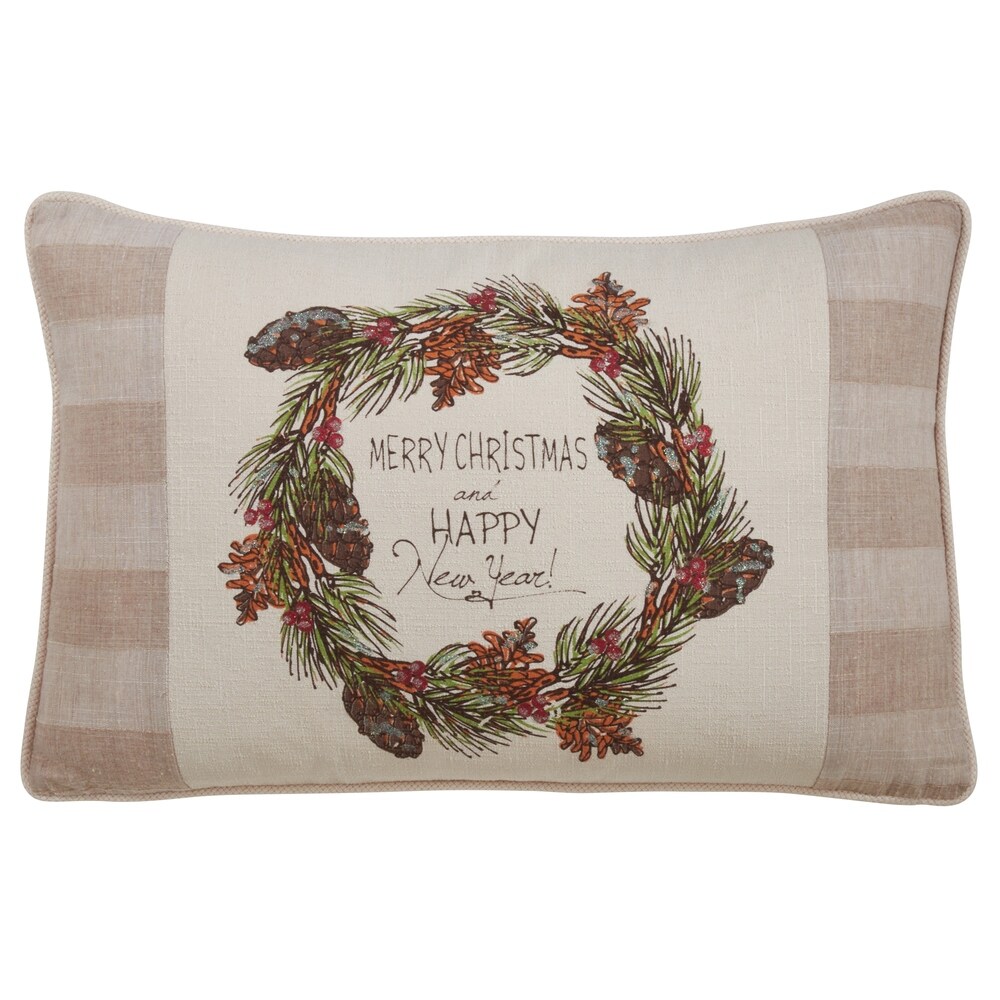 Throw Pillow With Merry Christmas   Happy New Year Design