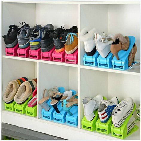 5 Star Super Deals Shoe Slot Space Saving Organizer - Shoe Shelf Rack Double Storage Holder - Seen on Tv - Multi Color - (8-Pack)