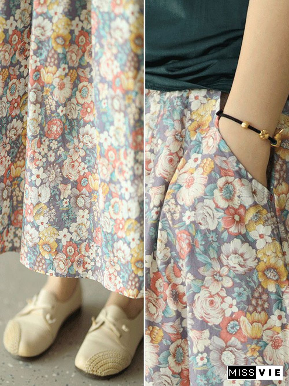 Original Floral Cotton-Blend A-Line Skirt