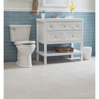 Glacier Bay Ashland 36.7 in. W x 19.1 in. D x 36.8 in. H Freestanding Bath Vanity in White with White Cultured Marble Top ALIIP2-WH