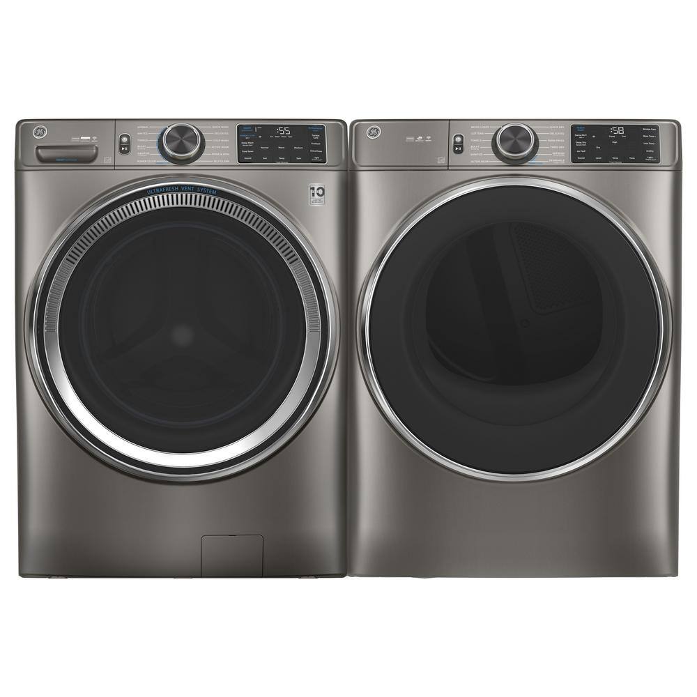 GE 4.8 cu. ft. Smart Satin Nickel Front Load Washer with OdorBlock UltraFresh Vent System with Sanitize and Allergen GFW650SPNSN