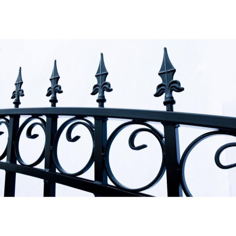 ALEKO Prague Style 18 ft. x 6 ft. Black Steel Single Swing Driveway Fence Gate DG18PRASSW-HD