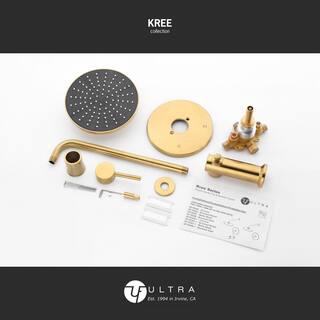 Ultra Faucets Kree Single Handle 1-Spray Tub and Shower Faucet 1.8 GPM with Pressure Balance in. Brushed Gold (Valve Included) UF78308R