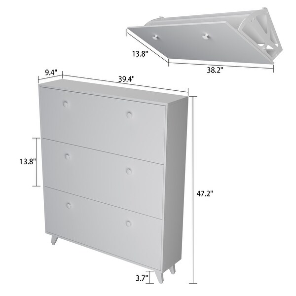 3-Tier Shoe Storage Cabinet Space Saving Entryway - - 34181351