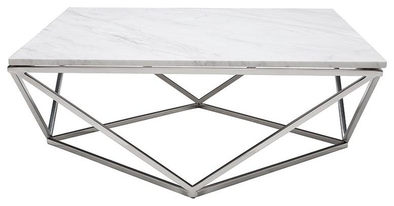 Jasmine Coffee Table Black Wood Vein Marble/Polished Stainless   Contemporary   Coffee Tables   by Old Bones Co.  Studios  Houzz