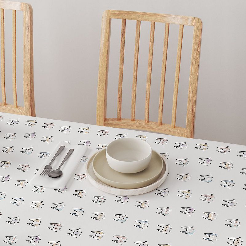 Square Tablecloth， 100% Cotton， 60x60， Cheerful Bunny Design