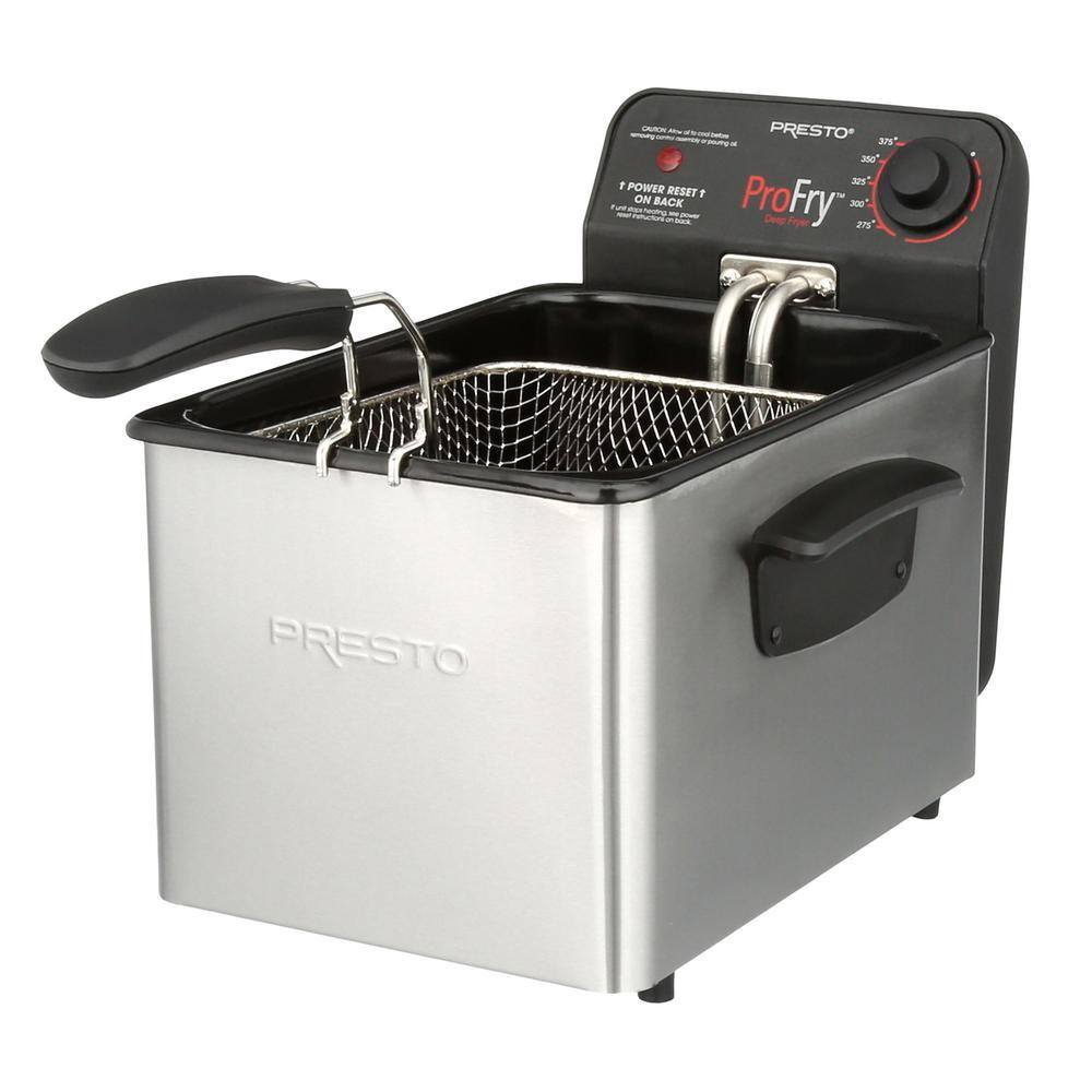 Presto Professional 3.2 Qt. Stainless Steel Deep Fryer with Fry Basket 05461