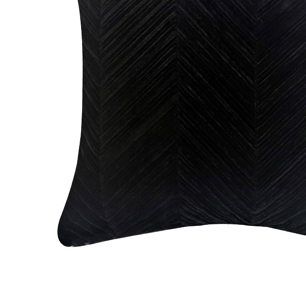 Chevron Velvet Throw Pillow Black Edie home