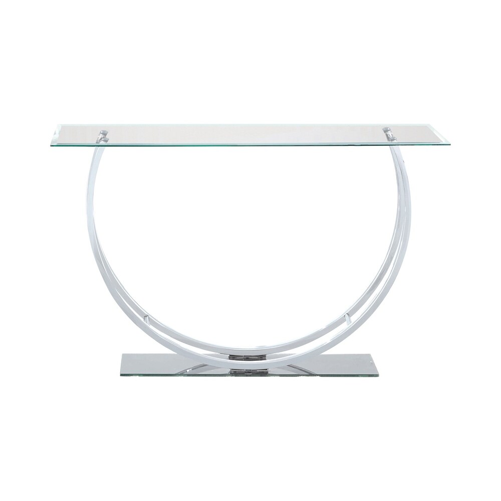 Contemporary U Shape Glass Tabletop Sofa Table  Silver