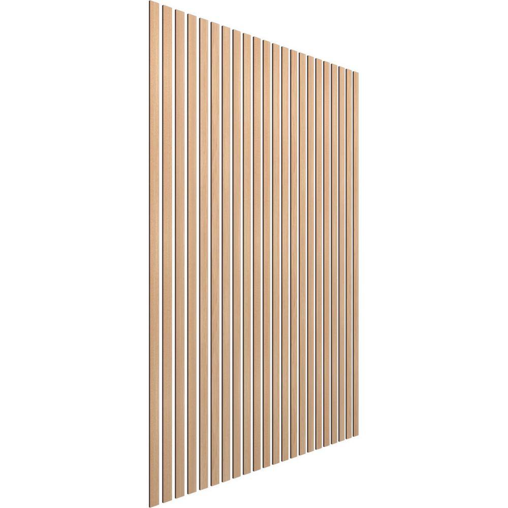 Ekena Millwork 94-in H x-38-in T Adjustable Wood Slat Wall Panel Kit w2-in W Slats Hickory (contains 22 Slats) SWW66X94X0375HI