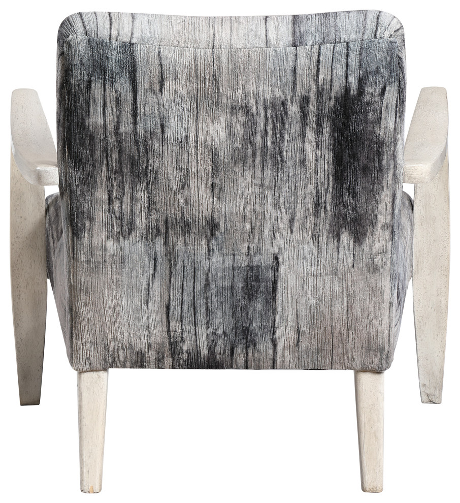 Watercolor Gray Chenille Accent Chair   Farmhouse   Armchairs And Accent Chairs   by Ownax  Houzz