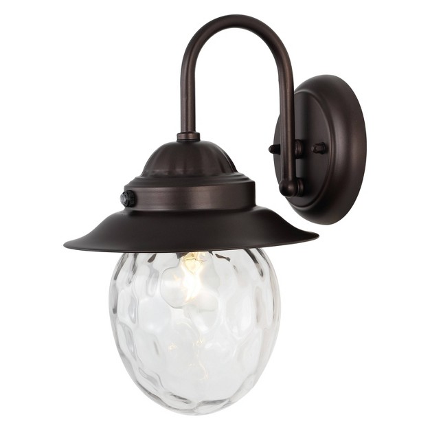 1 light Rodanthe Farmhouse Industrial Iron glass Outdoor Led Sconce Oil Rubbed Bronze clear Jonathan Y