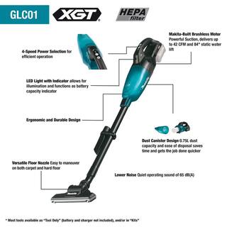 Makita 40V max XGT Brushless Cordless 4-Speed HEPA Filter Compact Vacuum Tool Only GLC01Z