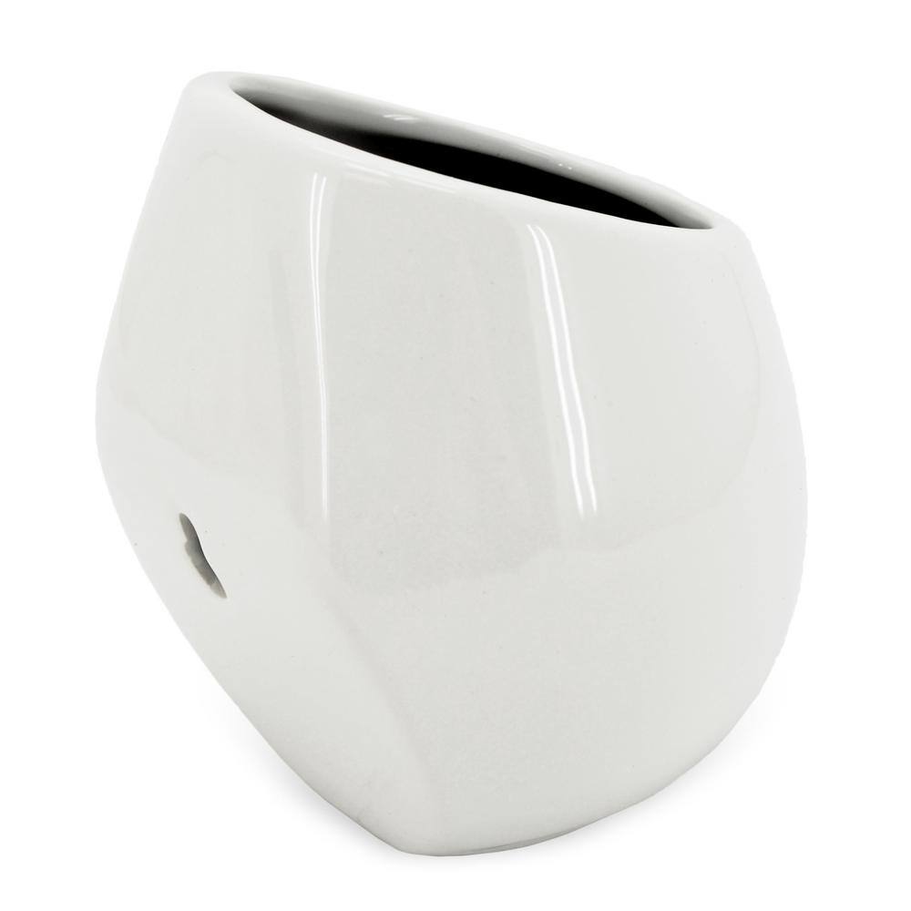 Arcadia Garden Products Round 5 12 in. x 6 in. White Ceramic Wall Planter WP06W