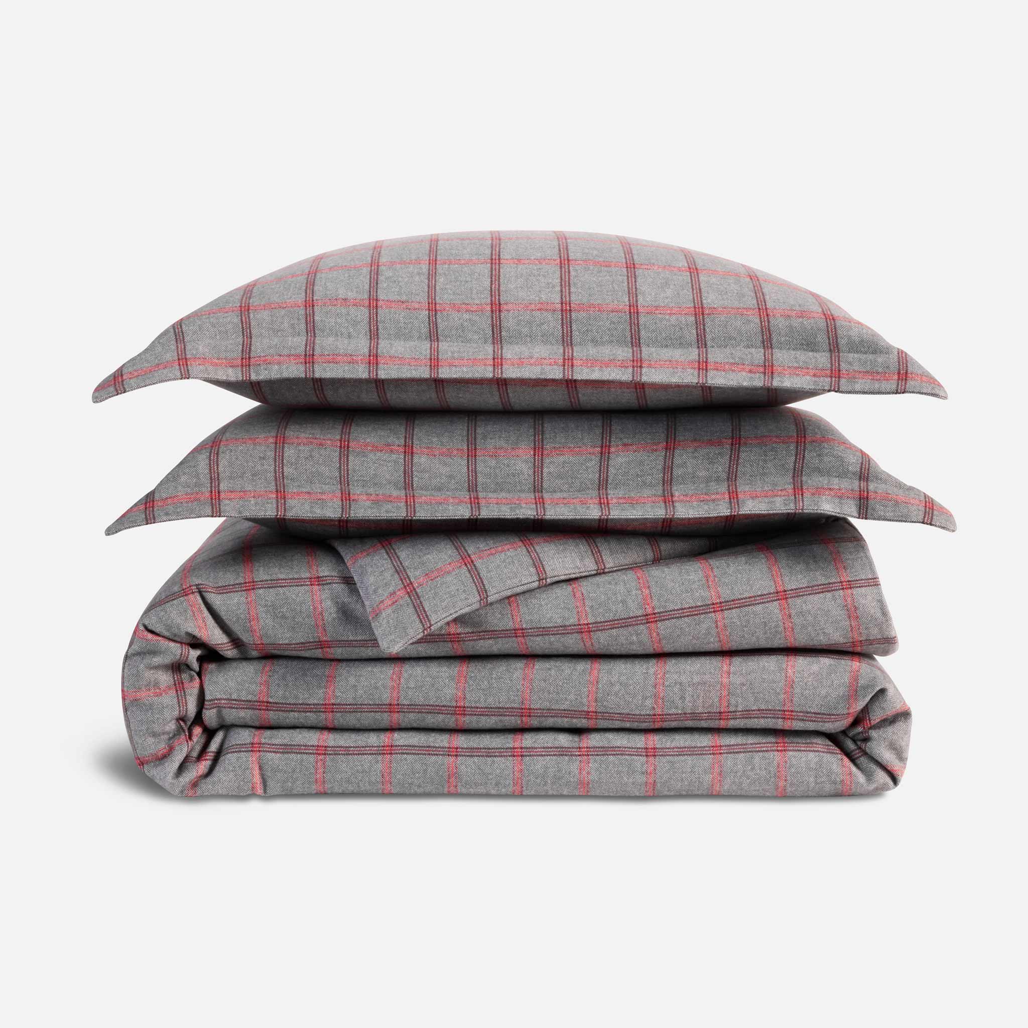 Herringbone Plaid Flannel Duvet Set