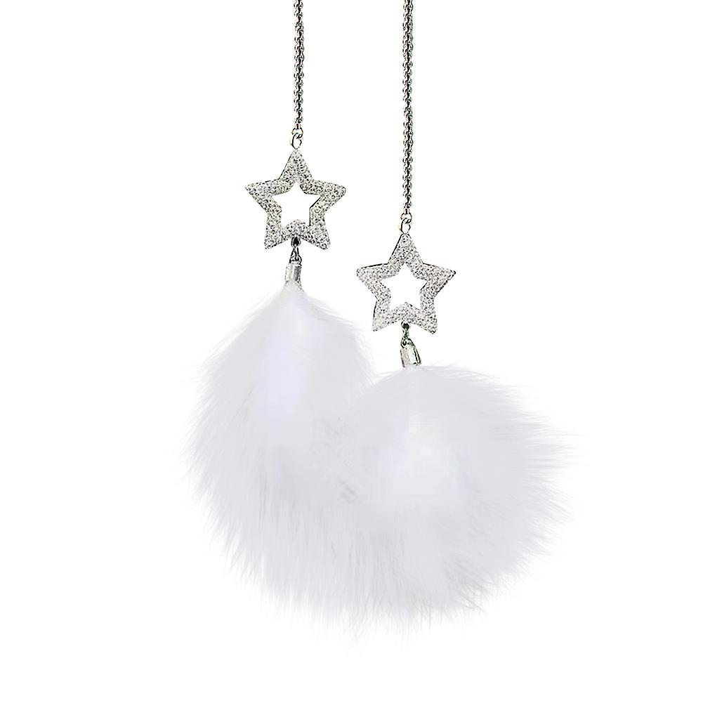 Car Rearview Mirror Feather Pendant Blingbling Creative Rhinestone Home Pendant For Women And Men Car Pendant Accessories White Stars