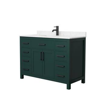 Wyndham Collection Beckett 48 in. W x 22 in. D x 35 in. H Single Sink Bathroom Vanity in Green with Carrara Cultured Marble Top WCG242448SGKCCUNSMXX