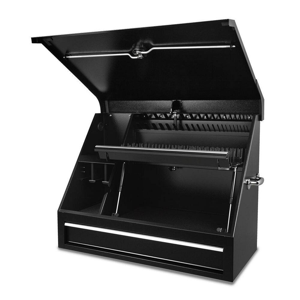 Montezuma 37 in. W x 18 in. D 1-Drawer Black Steel Portable Shop Triangle Tool Box Chest for Sockets Wrenches and Screwdrivers SB360DB