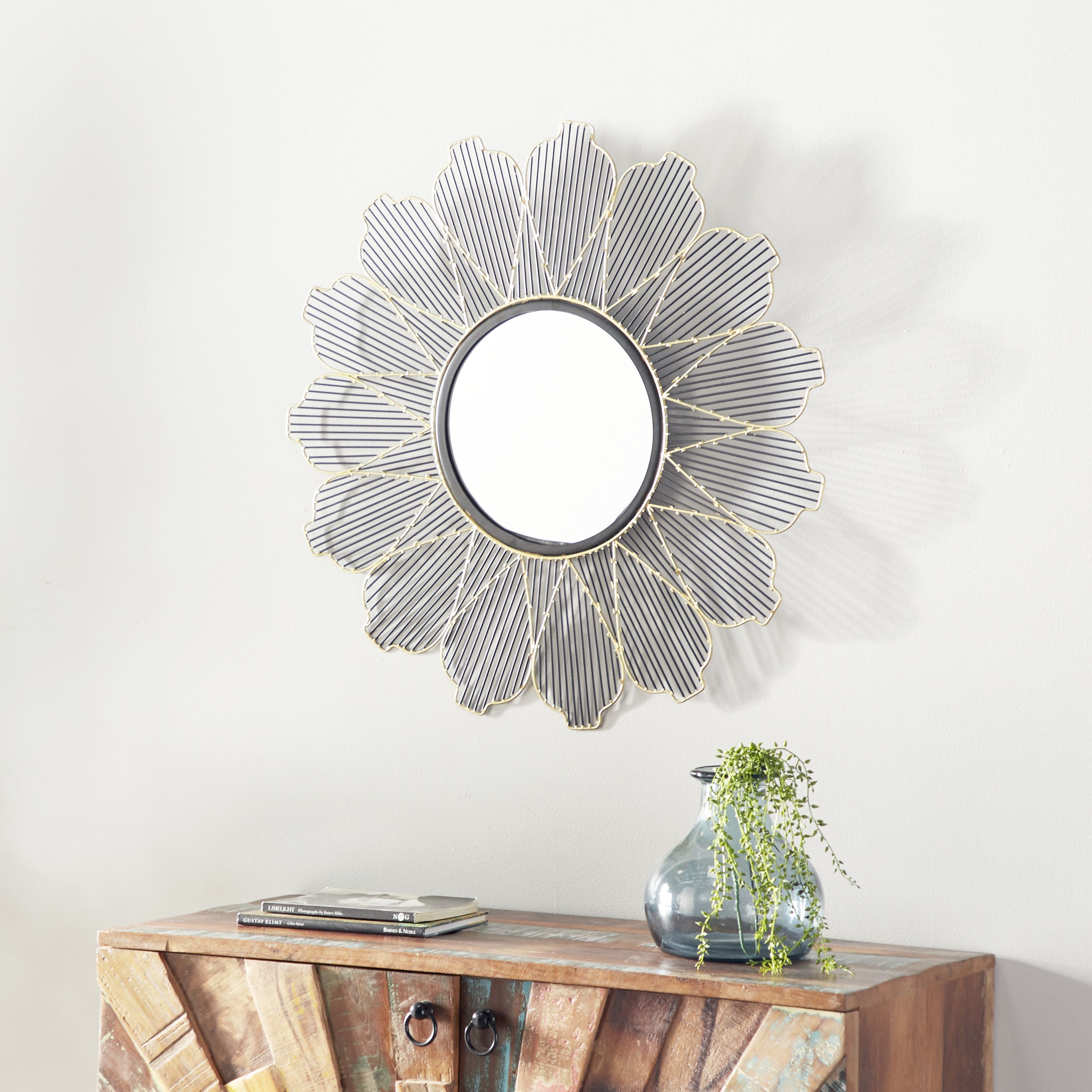 Black Contemporary Metal Wall Mirror 29 x 29