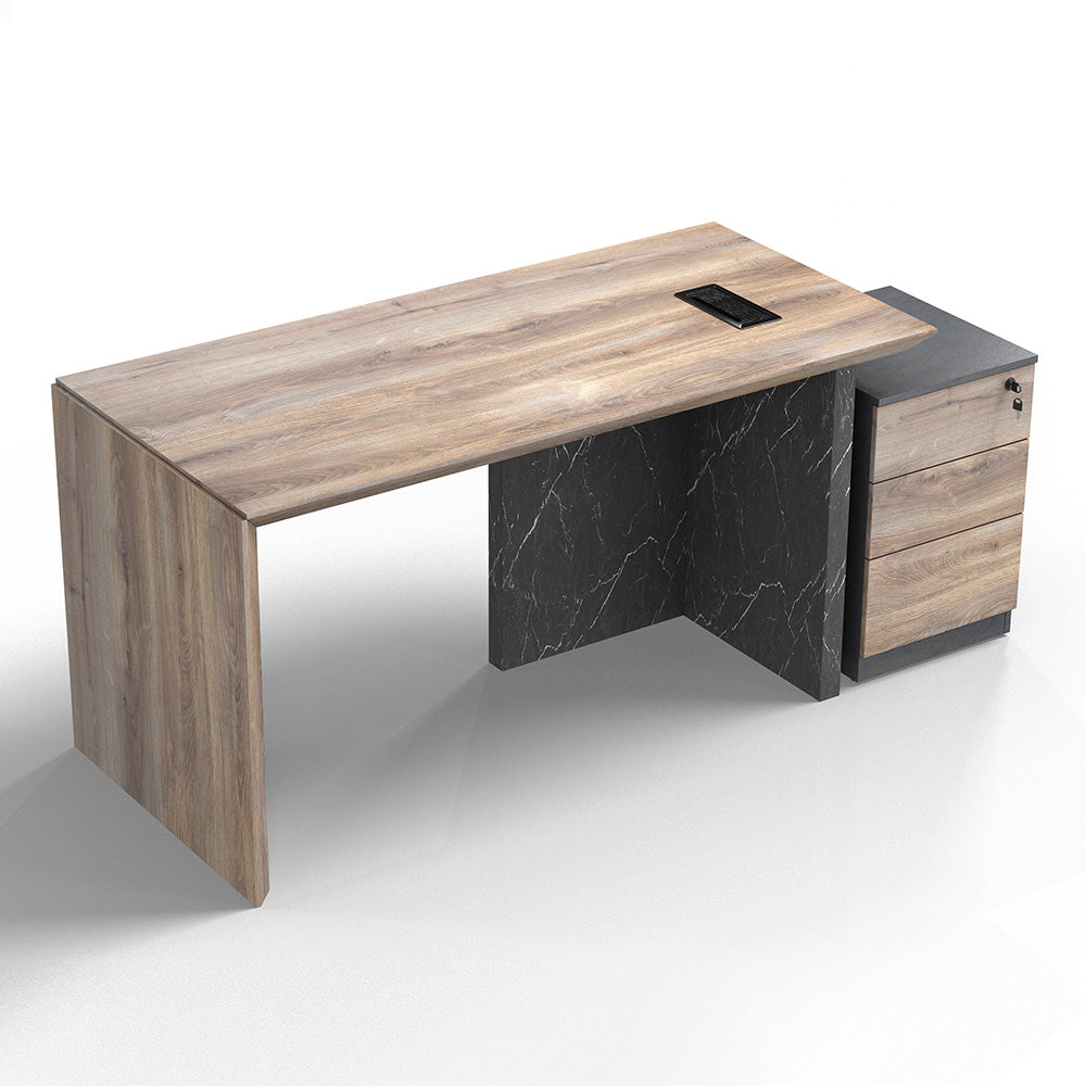 LOGAN Executive Desk Reversible 180cm - Warm Oak & Black