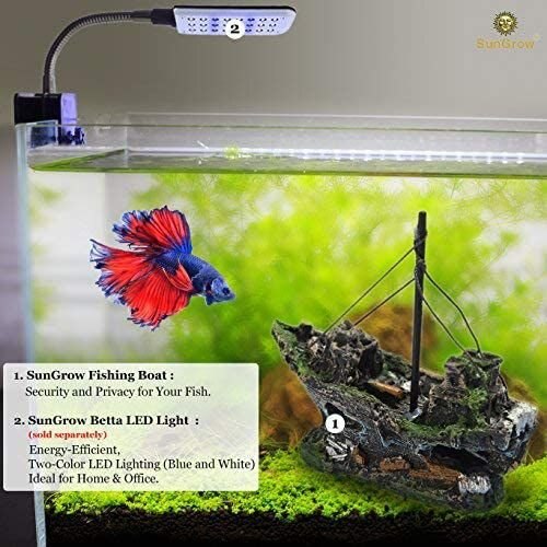 SunGrow Betta Shipwreck Fish Aquarium Décor