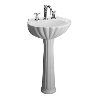 Pegasus Bali 19 in. Pedestal Combo Bathroom Sink for 8 in. Widespread in White 3-588WH